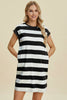 Full Size Striped Round Neck Cap Sleeve Mini Dress For Women – Striped Mini Dress, Full-Size Round Neck Dress, Comfortable Cap Sleeve Dress, Chic Striped Dress, Flattering Mini Dress, Casual Everyday Dress, Versatile Striped Dress by Stevvex