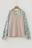 Parchment Twist Ribbed Floral Contrast Patchwork Long Sleeve Top by Wild and Free Boutique