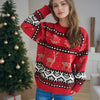 Women’s Red Deer Christmas Sweater | Jacquard Knit Long Sleeve Pullover by FitiqueFit