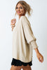 White Plain & Casual Shirred Cuffs Half Sleeve Top