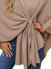 Solid Color Tie-Front Knit Cape Top by Wild and Free Boutique