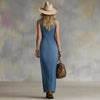 Button-Front Sleeveless Denim-Style Dress – Vintage, S–XXL by FitiqueFit