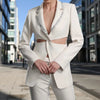 Women's Elegant Hollow-Out Long-Sleeve Suit Jacket & Pants Set by FitiqueFit