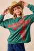 BiBi Plaid Ribbon Bow Detail Christmas Fleece Pullover by FitiqueFit