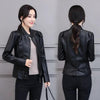 Korean-Style Slim Fit Motorcycle Leather Coat — Stand-Up Collar by FitiqueFit