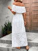 White Stylish Off-Shoulder Maxi Dress Elegant Short Sleeve Summer Dress by Stevvex