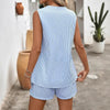 Striped Stand Collar Sleeveless Top & Shorts Set – Women's Summer Two-Piece by FitiqueFit