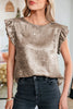 Gold Metallic Round Neck Ruffle Trim Sleeveless Top by Wild and Free Boutique