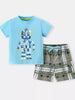 Children's Robot Short Sleeve T-Shirt & Plaid Shorts Set by Simply Love