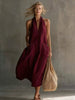 Women's Retro V-Neck Slip Dress – Loose Fit Sleeveless by FitiqueFit