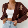Gingerbread Man Knit Cardigan with Ribbed Cuffs by FitiqueFit