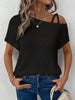 Asymmetrical Neck Short Sleeve T-Shirt by Simply Love