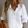 Women's Lace Print Cotton Linen Blouse by FitiqueFit