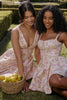 V-neck A-line Dress Summer Pleated Floral Print Tight Waist Swing Dresses With Pockets Womens Clothing