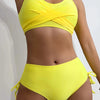 Bikini Twist Front V Neck High Waist 2 Piece Bikini Set for Women – Stretchy Tie Back Swimsuit with Drawstring Lace Up and Comfortable Fit – Trendy Solid Color Swimwear for Beach Days Pool Parties and Summer Vacations by Stevvex