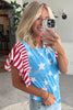 Sky Blue Vintage Star Print Striped Ruffle Sleeve Independence Day Top by Wild and Free Boutique