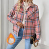 Checkered Fleece-Lined Shacket with Chest Pockets by FitiqueFit