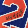 Framed Autographed/Signed Micheal Ray Richardson 35x39 New York Royal Blue Basketball Jersey PSA/DNA COA