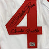 Autographed/Signed Pete Rose Inscribed Charlie Hustle Cincinnati White Baseball Jersey Athlete Hologram COA #2
