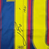 Framed Autographed/Signed Lionel Leo Messi 35x39 FC Barcelona Soccer Jersey Beckett BAS COA