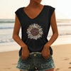 Women's V-Neck Printed Short Sleeve Loose Top – 14 Colors S–4XL by FitiqueFit