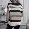 Women's French Vintage Striped Sweater | V-Neck Long Sleeve Stretch Knit by FitiqueFit