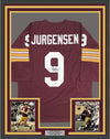 Framed Autographed/Signed Sonny Jurgensen HOF 83 35x39 Washington Burgundy Football Jersey PSA/DNA COA