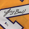 Framed Autographed/Signed Lonzo Ball 35x39 Los Angeles Yellow Basketball Jersey Beckett BAS COA