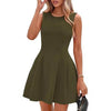 Sleeveless Solid Color Pleated Dress | Flared Midi Casual by FitiqueFit