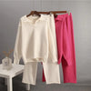 Solid Color Lapel Sweater Set for Women by FitiqueFit