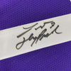 Framed Autographed/Signed Tyrann Mathieu Inscribed Honey Badger 35x39 LSU Purple College Football Jersey PSA/DNA COA