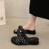 Polka Dot Platform Wedge Sandals – Boho Crisscross Slide by FitiqueFit