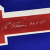 Autographed/Signed Eddie Giacomin HOF 87 New York Blue Hockey Jersey JSA COA