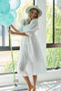 New Summer Dot Flounce Sleeve Smocked Tiered Midi Dress – Fluttering, Charming Swiss Dot Dress with Flounce Sleeves, Smocked Waist, and Tiered Design by Stevvex