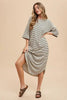 Striped Round Neck Midi Dress Soft & Stylish Classic Design Long Dress by Stevvex