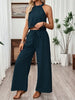 Women's Halter Neck Cropped Top & Wide-Leg Pants Two-Piece Set by FitiqueFit
