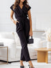 Surplice Cap Sleeve Tie Waist Jumpsuit