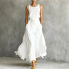 Women's Lace-Up Waist-Cinching Sleeveless Maxi Dress by FitiqueFit