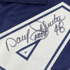 Framed Autographed/Signed Daryl Moose Johnston 35x39 Dallas Blue Football Jersey Beckett BAS COA