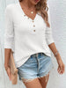 Waffle Knit Button-Detail V-Neck T-Shirt by Simply Love