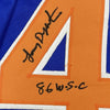 Autographed/Signed Lenny Dykstra 86 WS Champs New York Blue Baseball Jersey JSA COA