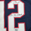 Framed Autographed/Signed Tom Brady "5x SB Champ" 35x39 New England Patriots Blue Authentic Nike Football Jersey Tristar COA