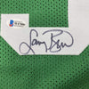 Framed Autographed/Signed Larry Bird 35x39 Boston Green Basketball Jersey Beckett BAS COA