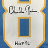 Framed Autographed/Signed Charlie Joiner HOF 96 35x39 San Diego Powder Blue Football Jersey JSA COA