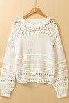 Pointelle Knit Puff Sleeve Sweater
