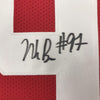Framed Autographed/Signed Nick Bosa 35x39 Ohio State Red College Football Jersey JSA COA