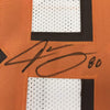 Framed Autographed/Signed Jarvis Landry 35x39 Cleveland White Football Jersey JSA COA