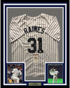 Framed Autographed/Signed Tim Raines 35x39 New York Pinstripe Baseball Jersey JSA COA