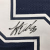 Framed Autographed/Signed Leighton Vander Esch 35x39 Dallas Dark Blue Football Jersey JSA COA