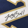 Framed Autographed/Signed Lonzo Ball 35x39 New Orleans Blue Basketball Jersey Beckett BAS COA